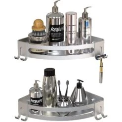 GeekDigg 14" X 9" Triangular Aluminum Drill-Free Corner Shower Caddy With Razor Holder-2-Pack-Silver -Lamps and Lighting Store GUEST ff56c657 fb87 402d a574 b4337da4e28b