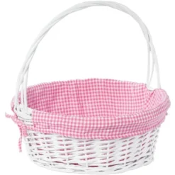 Wickerwise White Round Willow Gift Basket, With Gingham Liner And Handles 26 Wickerwise White Round Willow Gift Basket, With Gingham Liner And Handles -Lamps and Lighting Store GUEST fff83b74 a66a 47be abad 3d0f9a90bcd9